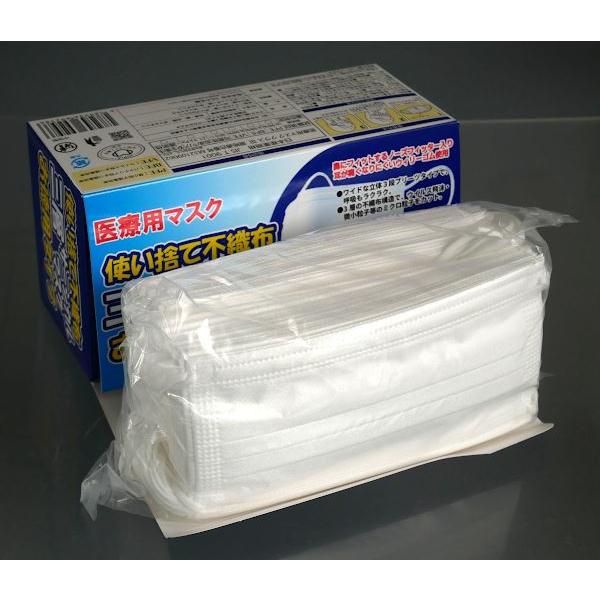 使い捨て不織布3層サージカルマスク お徳用 大人用サイズ 50枚入 : 100