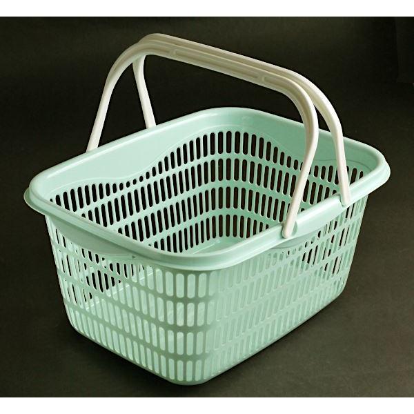 バスケット 持ち手付 46×34×高さ21.2cm ミントブルー サンテールエコ