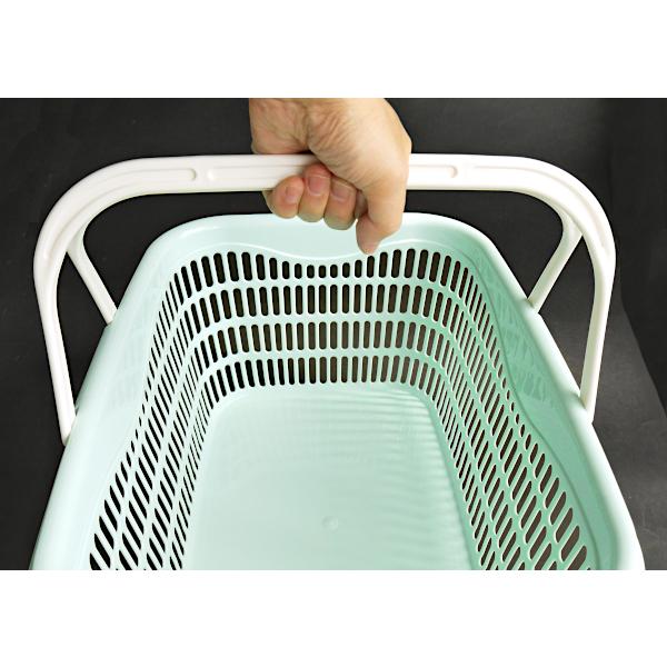 バスケット 持ち手付 46×34×高さ21.2cm ミントブルー サンテールエコバスケット|kawauchi|06
