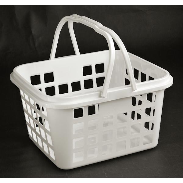 バスケット 持ち手付 直径24×27×高さ15cm モノトーン ホワイト : 100円