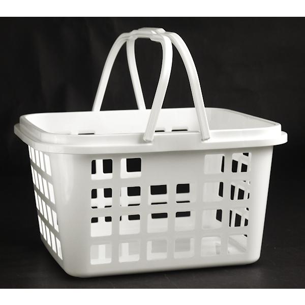 バスケット 持ち手付 直径24×27×高さ15cm モノトーン ホワイト : 100円