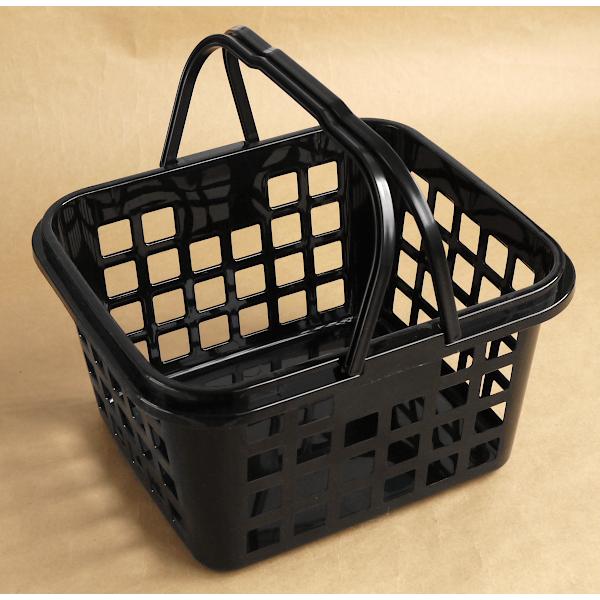 バスケット 持ち手付 直径24×27×高さ15cm モノトーン ブラック : 100円