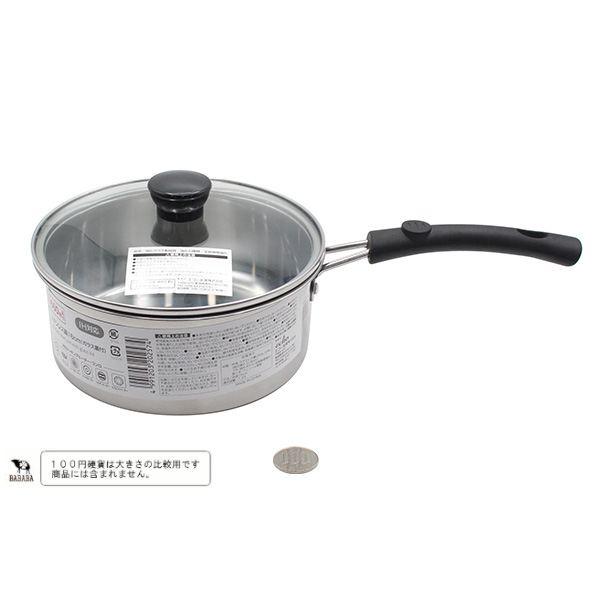 ステンレス鍋 16cm ガラス蓋付 : 100円雑貨&日用品卸-BABABA - 通販