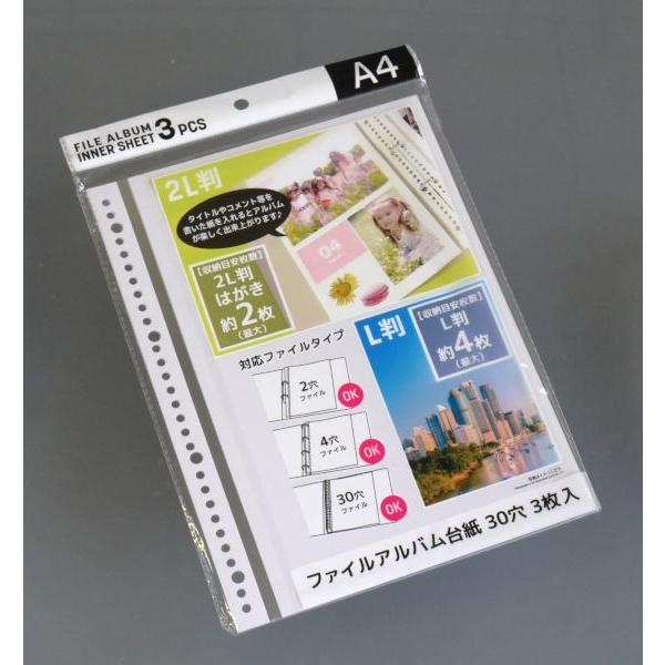 ファイルアルバム台紙 30穴 3枚入 (100円ショップ 100円均一 100均一