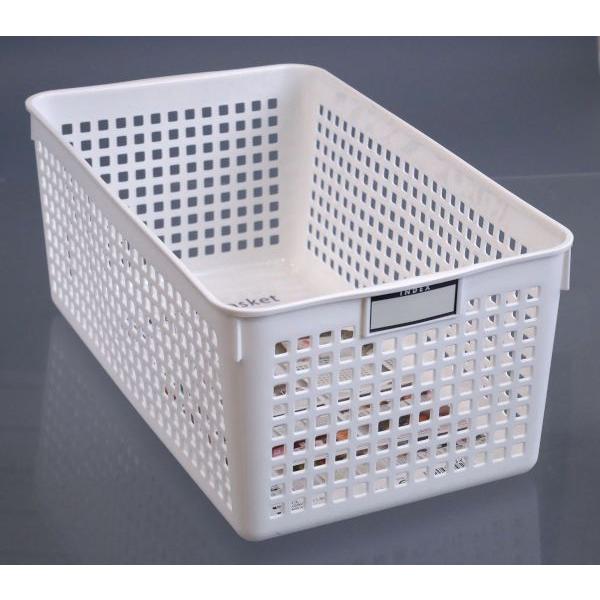 ネームバスケット ワイド ホワイト 16.8×29×高さ11.8cm : 100円雑貨