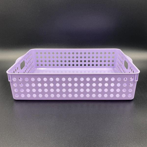 ストックバスケット A4サイズ収納可 ライトパープル 26.4×35.3×高8.1cm
