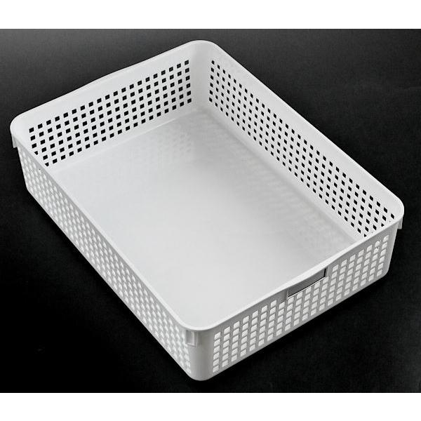 ネームバスケット A4サイズ収納可 ホワイト 24.4×33.2×高さ8.7cm : 100