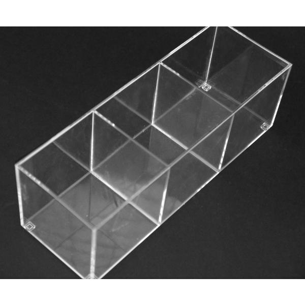 小物入れ 仕切り付(3マス) 17.9×6.1×高さ6.1cm クリアー (100円