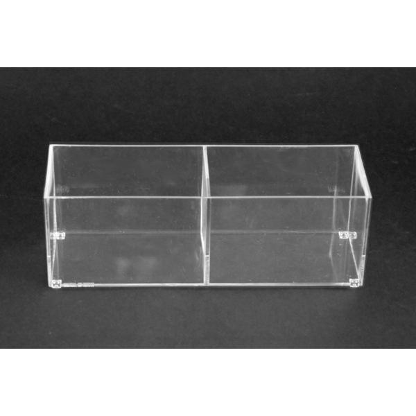 小物入れ 仕切り付(2マス) 17.9×6.1×高さ6.1cm クリアー (100円