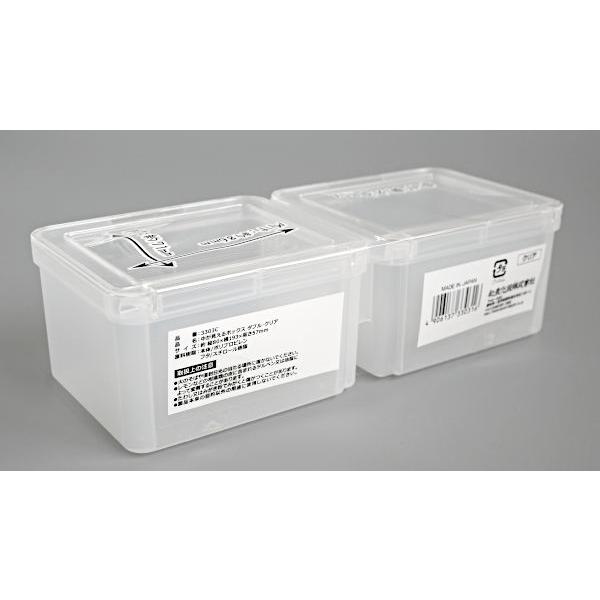 中が見えるボックス ダブル クリア 8×19.3×高さ5.7cm : 100円雑貨