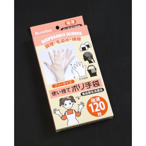 使い捨てポリ手袋 極薄タイプ 左右両用 120枚入 (100円ショップ 100円