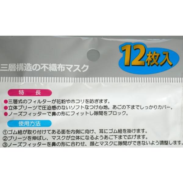 ちょっと小さめサイズ不織布マスク 12枚入 (100円ショップ 100円均一
