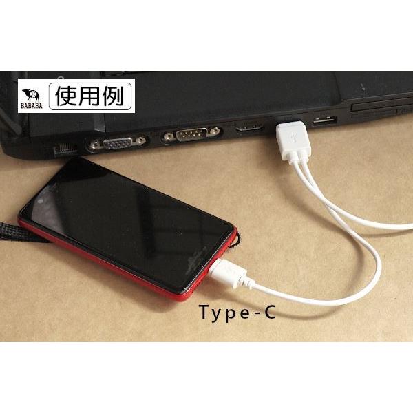 充電専用ケーブル Type-C+microB 5V/2.4A 白 ケーブル長20cm : 100円