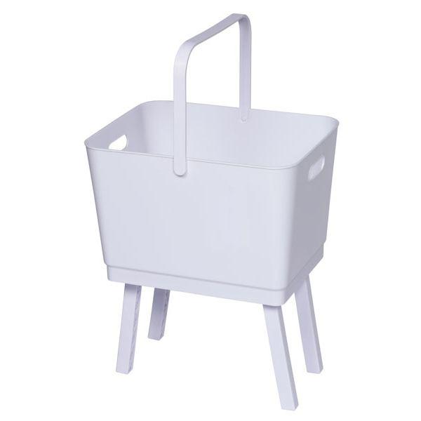 足つきバスケット ホワイト 46×34.4×高さ30.3cm : 100円雑貨&日用品卸