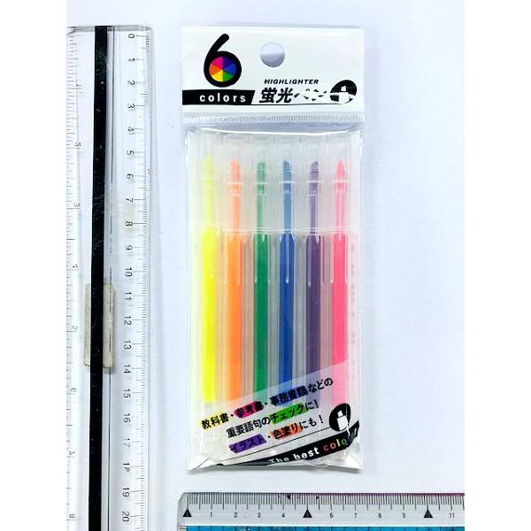 6色蛍光ペン 6本入 (100円ショップ 100円均一 100均一 100均) : 100円 
