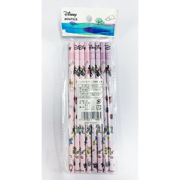 ミッキー　鉛筆 ミッキー六角鉛筆 フレンド柄 2B 8本入 (100円ショップ 100円