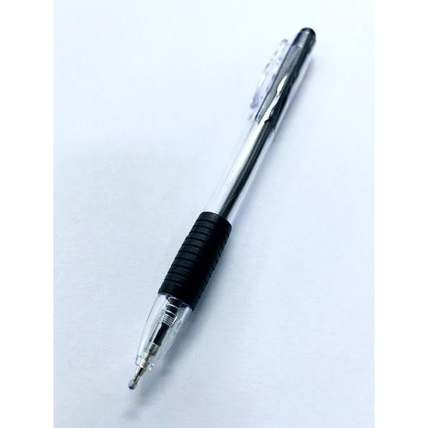 ノックボールペン 黒 ボール径0.7mm ラバーグリップ 5本入 (100円