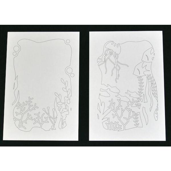 風景画・切り絵・線画セット 切り絵カードキット 風景 ［色柄指定不可］ (100円ショップ 100円均一