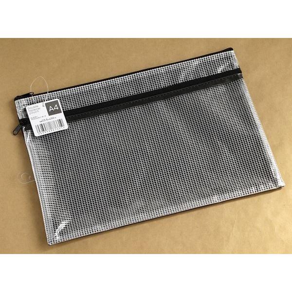 Wファスナーポーチ A4サイズ収納可 23.5×34cm ［色指定不可
