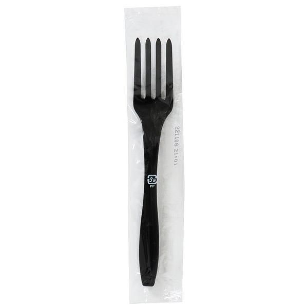 個包装プラスチックフォーク&ナイフ ブラック 8本入 (100円ショップ