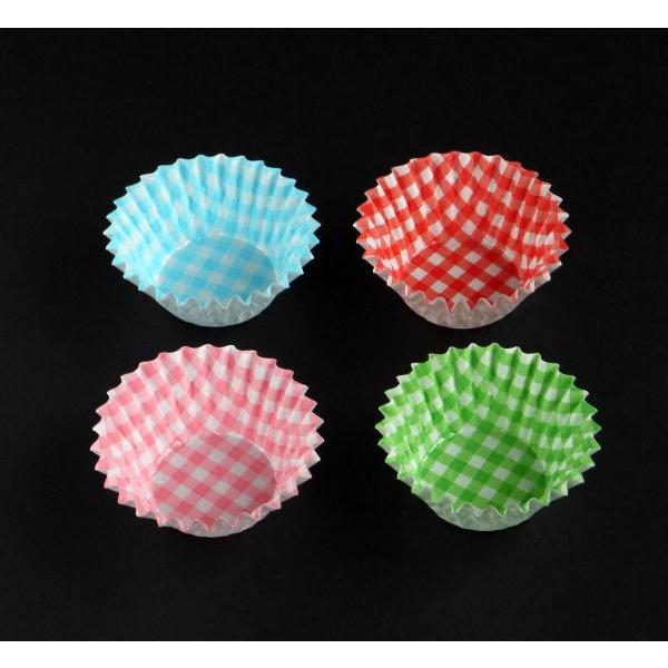 お弁当カップ チェック柄 6号(底径3.7×高さ2.7cm) 48枚入 (100円