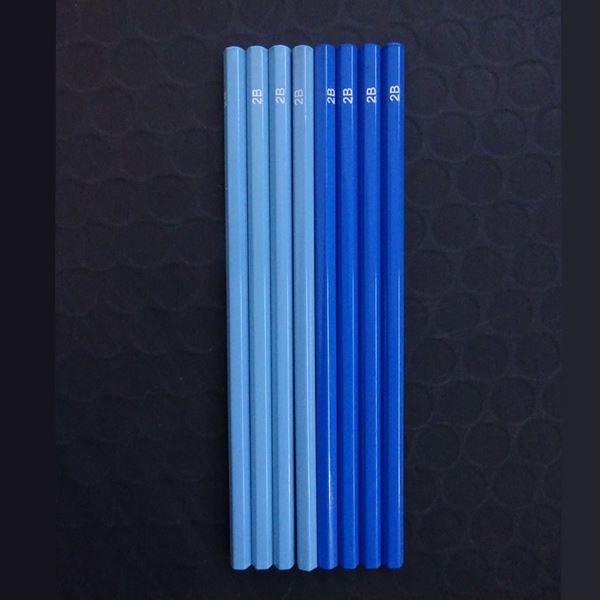 六角えんぴつ 2B ブルー/ライトブルー 8本入 (100円ショップ 100円均一