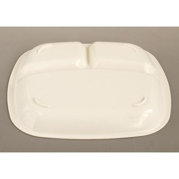 角皿 仕切り付 レンジ食器 ポリプロピレン製 白 24.7×21.8×高さ2.9cm