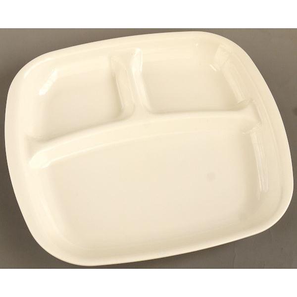 角皿 仕切り付 レンジ食器 ポリプロピレン製 白 24.7×21.8×高さ2.9cm