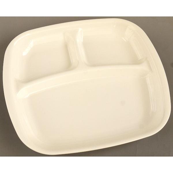 仕切り角皿 レンジ食器 白 24.7×21.8×高さ2.9cm : 100円雑貨&日用品卸