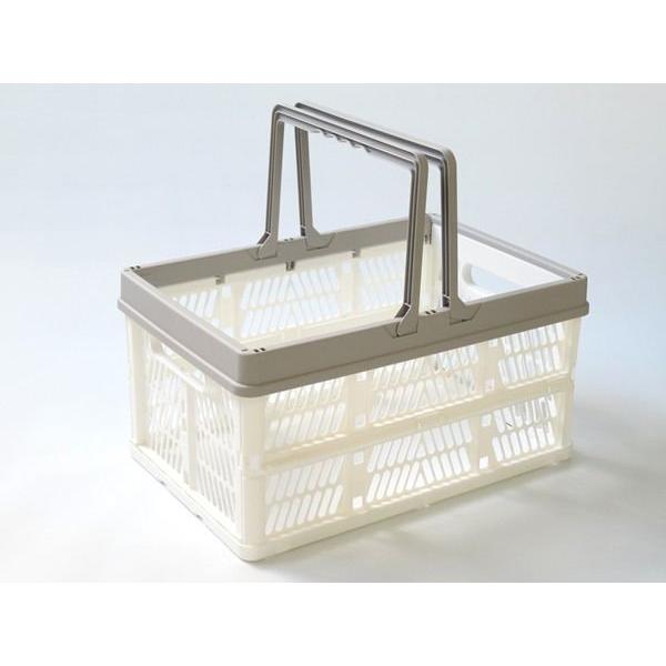 ハンドル付き折りたたみバスケット M 38×25.5×高さ20.5cm : 100円雑貨