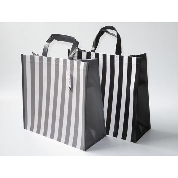 PPバッグ ストライプ柄 38×40×マチ18cm ［色指定不可］ : 100円雑貨