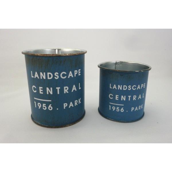 ペイントされた古いブリキの円筒形容器 ポットスタンド アンティーク tin / アンティーク蓋つきブリキ缶 | cocon