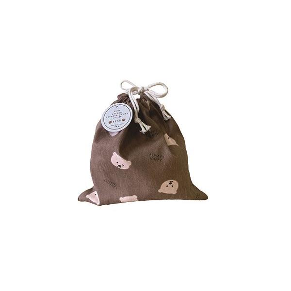 コットン巾着袋 ベア 25×25cm ［色柄指定不可］ (100円ショップ 100円