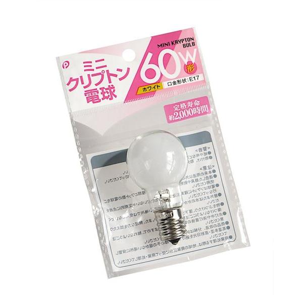 ミニクリプトン電球 ホワイト 60W 口金E17 直径3.5×6.7cm : 100円雑貨