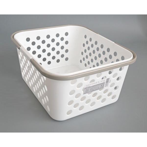 ハンドルバスケット L ホワイト 28.5×24×13.5cm : 100円雑貨&日用品卸