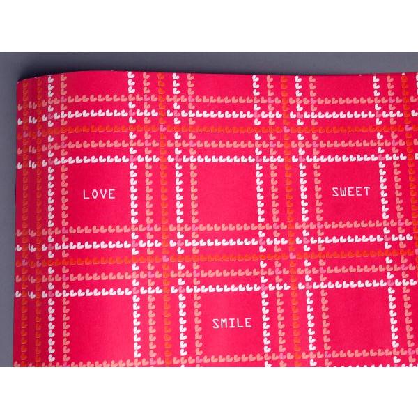 ハートのラッピングペーパー2☆各15枚 ラッピングペーパー ハートチェック 75.7×53cm 2枚入 (100円ショップ