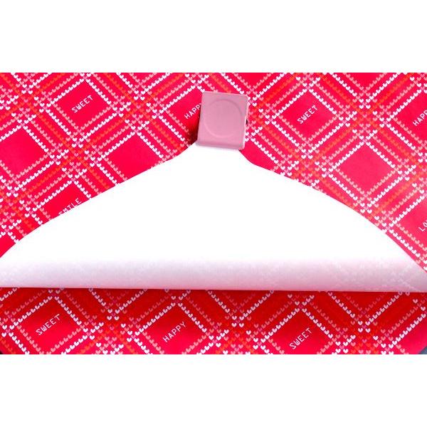ラッピングペーパー ハートチェック 75.7×53cm 2枚入 (100円ショップ