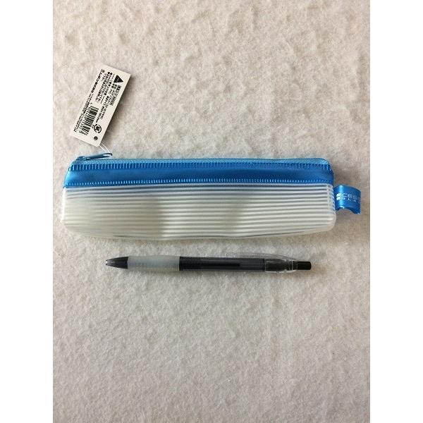 クリアソフトペンケース マチ付 5×18.5×2.5cm ［色指定不可］ (100円
