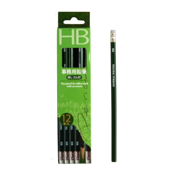 鉛筆 HB 消しゴム付 12本入 (100円ショップ 100円均一 100均一 100均