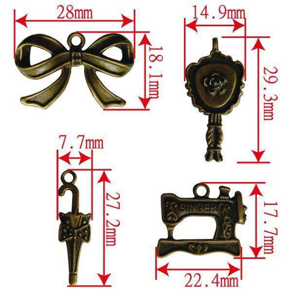 アンティークチャーム Crafts ホビー 4個入 ［形指定不可］ (100円