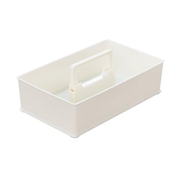 小物整理キャリーボックス ホワイト 14.5×23.9×高さ6.7cm : 100円雑貨