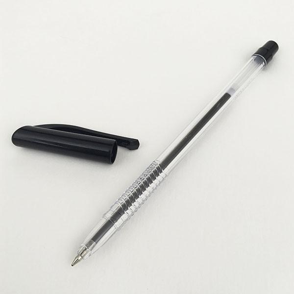 黒 ボールペン 透明キャップ付き 黒 ボールペン 透明キャップ付き