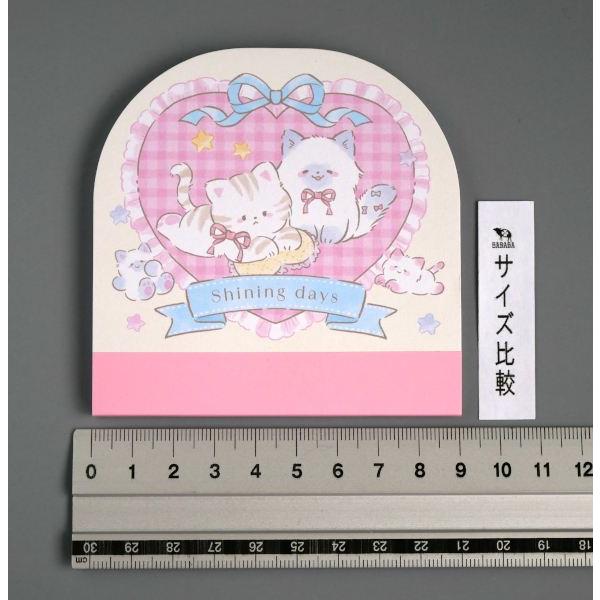 ダイカットメモ帳 ふわふわ猫柄 48枚 ［色柄指定不可］ (100円ショップ