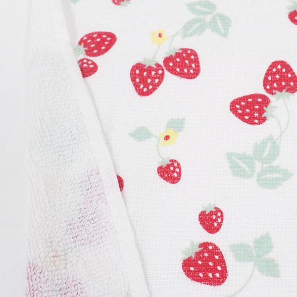 片面パイルフェイスタオル イチゴ柄 28×70cm ［色柄指定不可］ : 100円