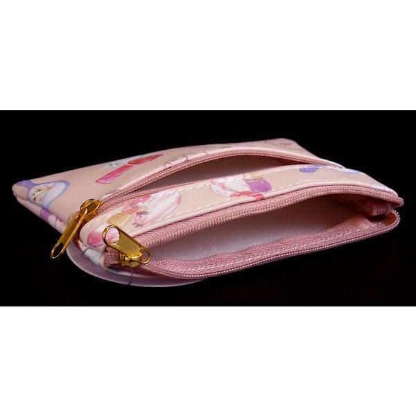 Wファスナーケース 合皮 ファンシーコスメ 9×13cm ［色指定不可
