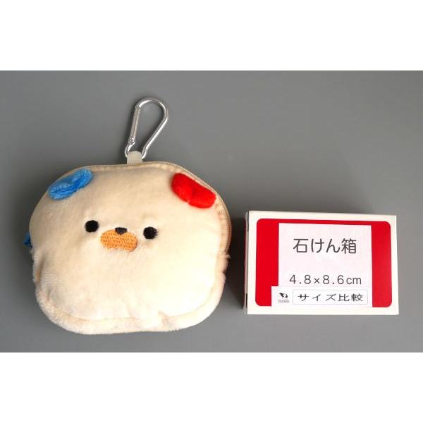 アニマルフェイスポーチ カラビナ付 犬柄 10×11.5×マチ3cm : 100円雑貨
