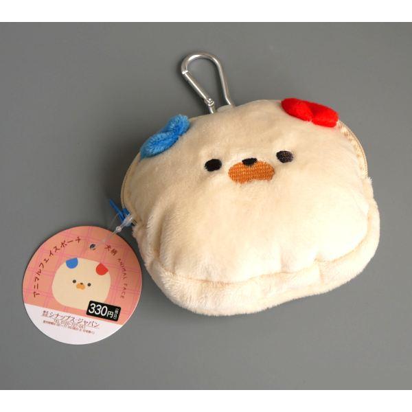 アニマルフェイスポーチ カラビナ付 犬柄 10×11.5×マチ3cm : 100円雑貨