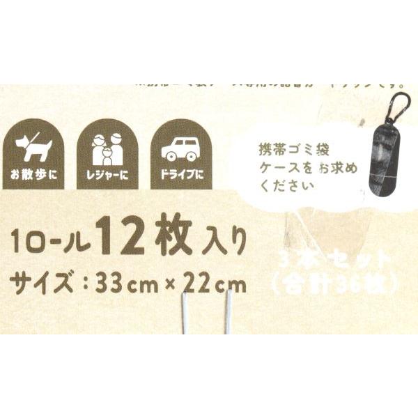 取替用携帯ゴミ袋 ブラック 22×33cm 12枚×3本入 (100円ショップ 100円