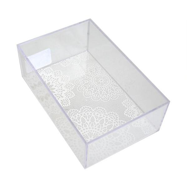 クリアピクチャーケース CD ホワイトレース 15.5×10.1×高さ5.4cm : 100