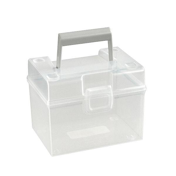 プチヴェールボックス 収納ボックス トレカ収納 救急箱 ハンドル付き 透明 蓋付 プチヴェールボックス レギュラー モノトーン 10.8×8.5×8.5cm ［色指定